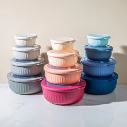 KSP Ribbo 'Round' Food Prep Containers with Lids - Set of 8 (Grey)