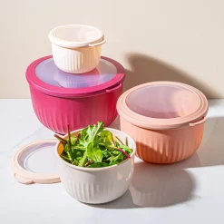 KSP Ribbo 'Round Tall' Food Prep Containers w/lid - Set of 8 (Pink)