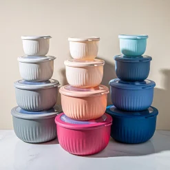 KSP Ribbo 'Round Tall' Food Prep Containers w/lid - Set of 8 (Pink)