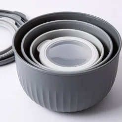 KSP Ribbo 'Round Tall' Food Prep Containers w/Lids - Set of 8 (Grey)