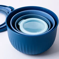 KSP Ribbo 'Round Tall' Food Prep Containers W/Lids - Set of 8 (Blue)