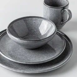 KSP Rök Reactive Stoneware Dinnerware - Set of 16 (Grey)