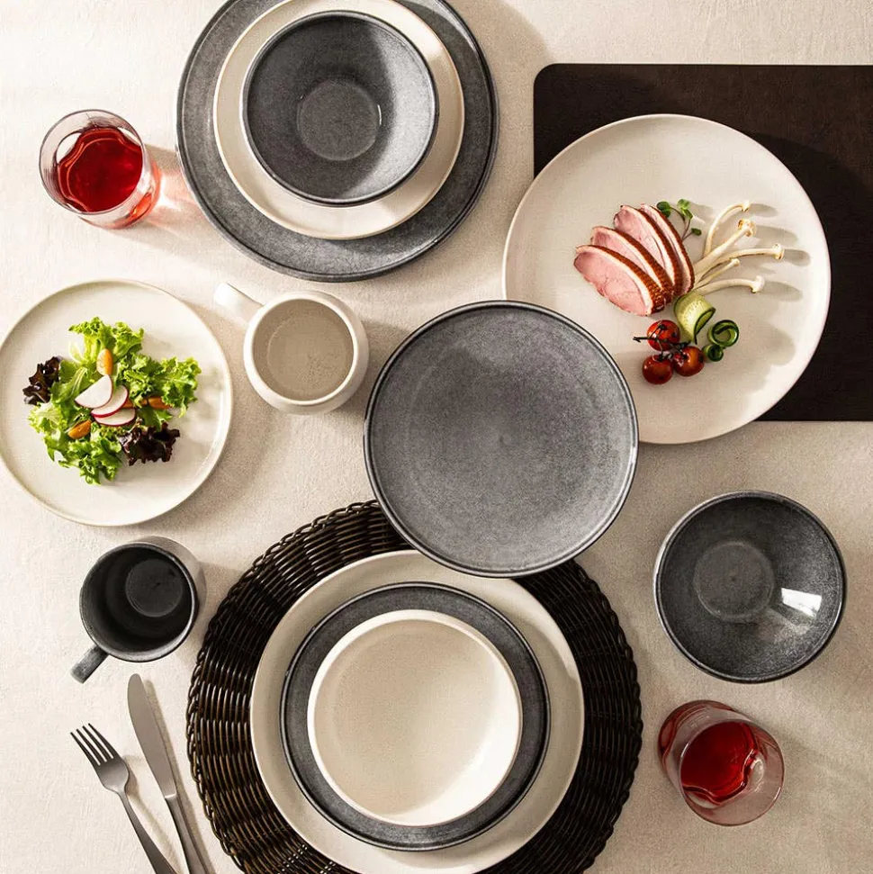 KSP Rök Reactive Stoneware Dinnerware - Set of 16 (Grey)