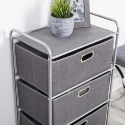 KSP Rollstor '3-Drawer' Fabric Storage Cart (Dark Grey) 55x35.5x89 cm