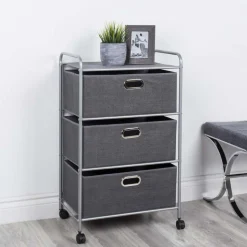 KSP Rollstor '3-Drawer' Fabric Storage Cart (Dark Grey) 55x35.5x89 cm