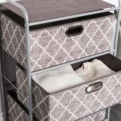 KSP Rollstor 3-Drawer Fabric Storage Cart (Grey) 55 x 35.5 x 89 cm
