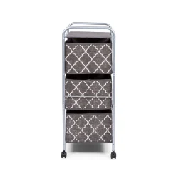 KSP Rollstor 3-Drawer Fabric Storage Cart (Grey) 55 x 35.5 x 89 cm
