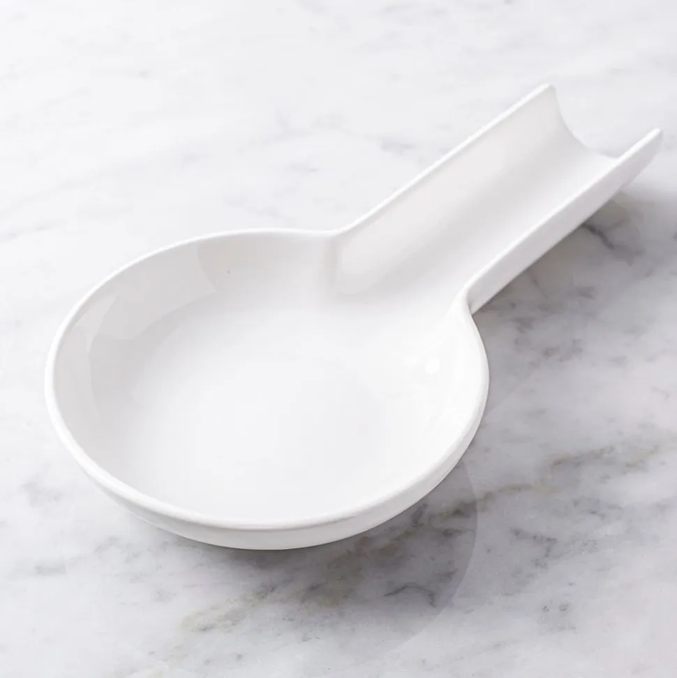 KSP Scoop Porcelain Flat Spoon Rest (White) 24 x 12.5 x 3 cm