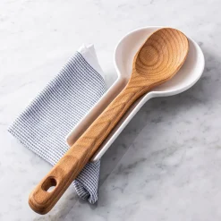 KSP Scoop Porcelain Flat Spoon Rest (White) 24 x 12.5 x 3 cm