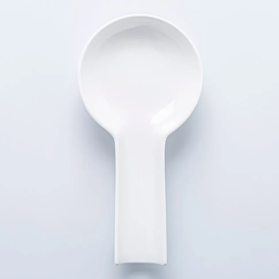 KSP Scoop Porcelain Flat Spoon Rest (White) 24 x 12.5 x 3 cm