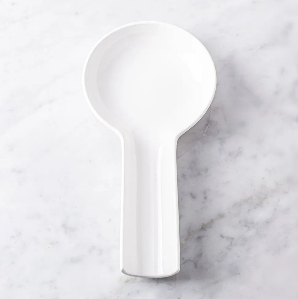 KSP Scoop Porcelain Flat Spoon Rest (White) 24 x 12.5 x 3 cm