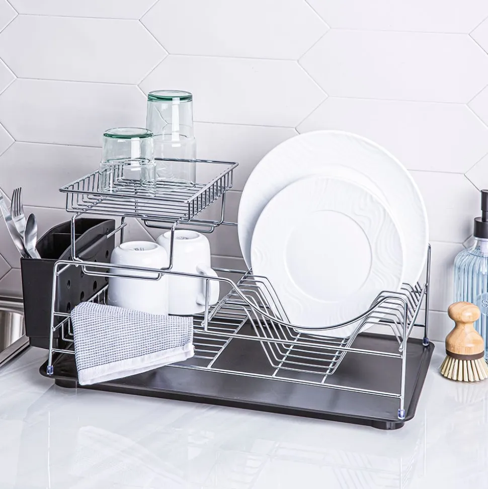 KSP Scoop 2-Tier Dish Rack - Black