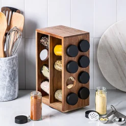 KSP Sienna Revolving Spice Rack - Set of 16 (Acacia)