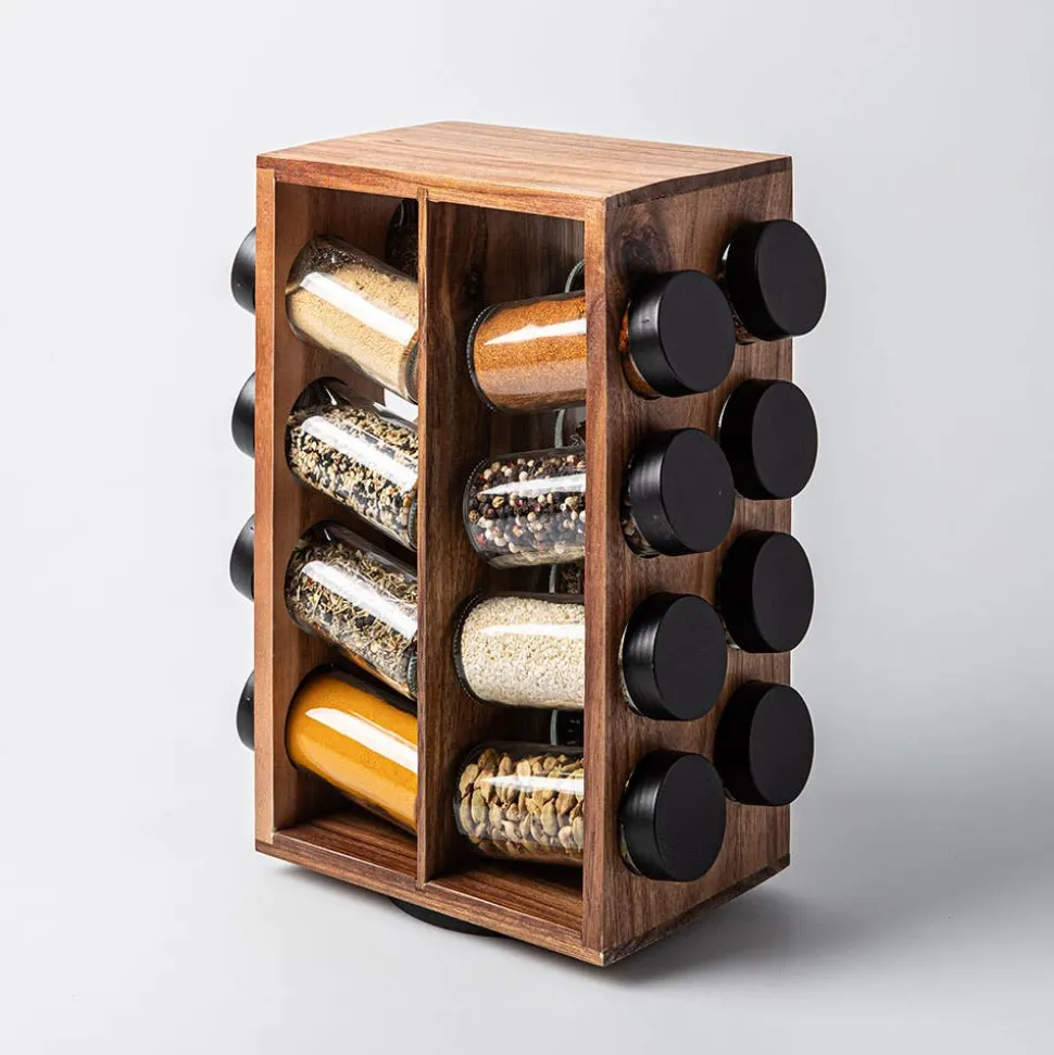 KSP Sienna Revolving Spice Rack - Set of 16 (Acacia)