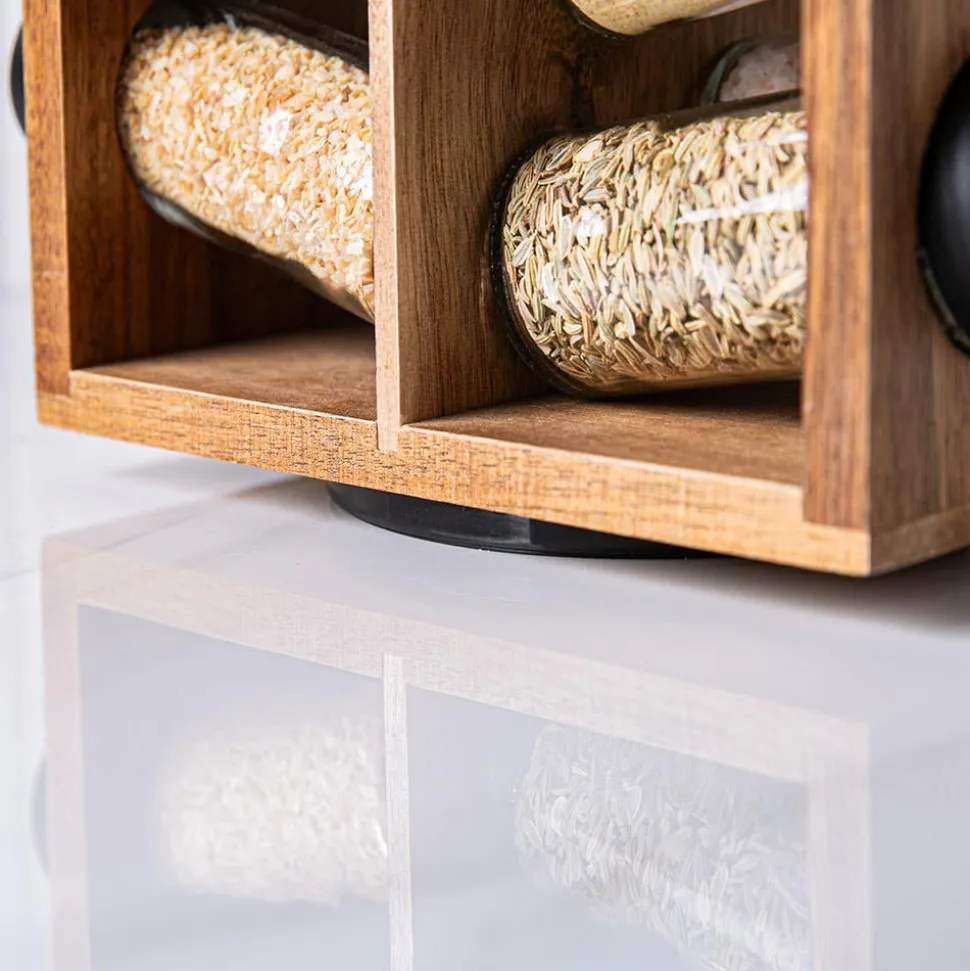 KSP Sienna Revolving Spice Rack - Set of 16 (Acacia)