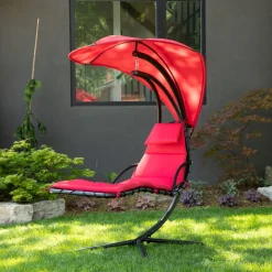 KSP Siesta Steel Hammock with Umbrella (Red)