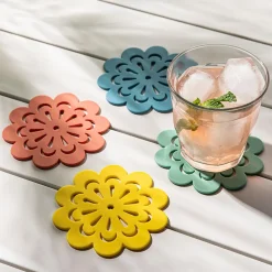 KSP Silicone Flower Silicone Coaster - S/4 10.5cm Dia. (Multi Colour)