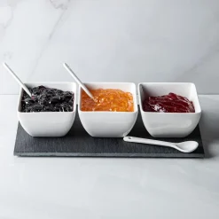 KSP Slate Porcelain Bowls with Tray & Spoons - Set of 7