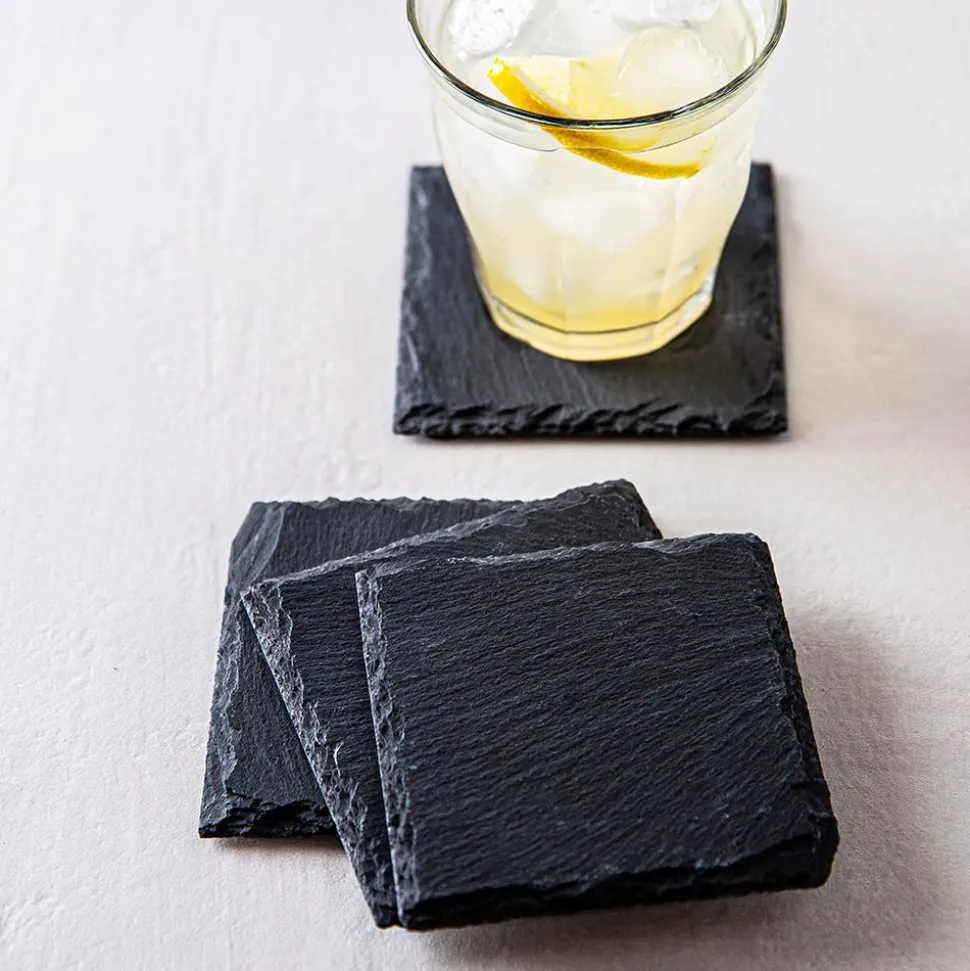 KSP Slate Stone Coaster - Set of 4 (Black)