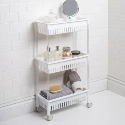 KSP Slidestor '3-Tier' Rolling Storage Rack (White) 45 x 21 x 80 cm