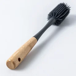 KSP Soft Bristle Silicone Bamboo Handle Bottle Brush