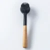 KSP Soft Bristle Silicone Bamboo Handle Dish Brush with Scraper Tip