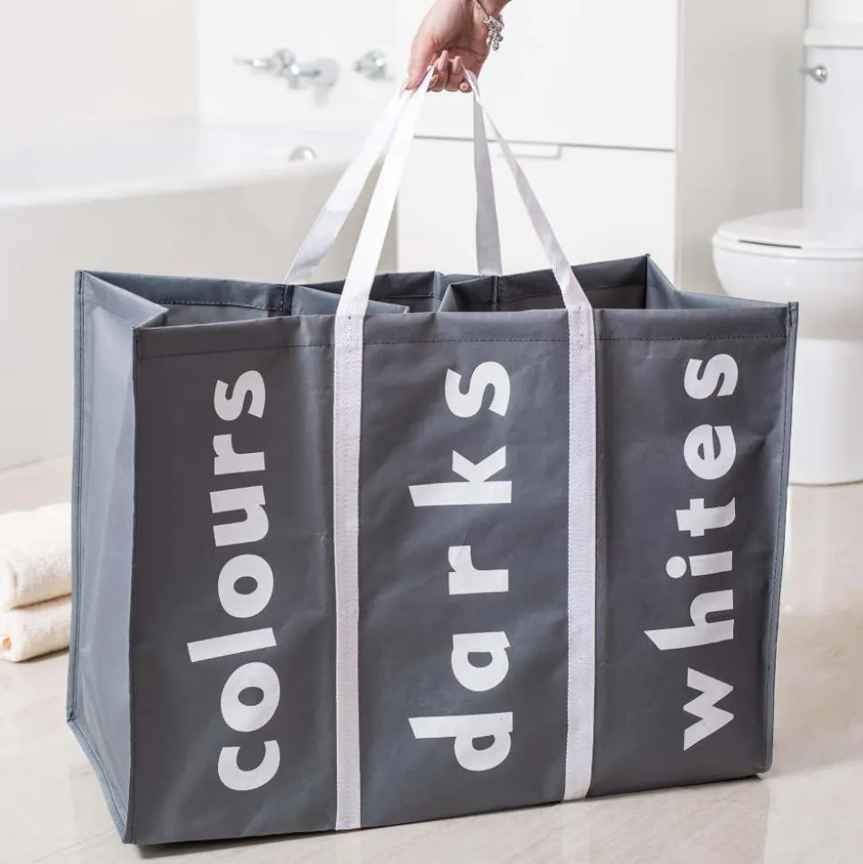 KSP Softsac Triple Laundry Hamper-Sorter (Grey)