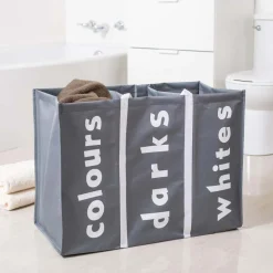 KSP Softsac Triple Laundry Hamper-Sorter (Grey)