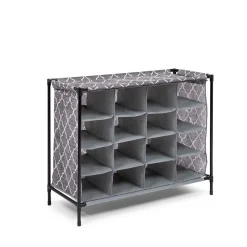 KSP Softstor 'Lattice' Fabric Shoe Cabinet 16-Shoe (Brown)