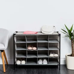KSP Softstor 'Linen Look' Fabric Shoe Cabinet (Grey)
