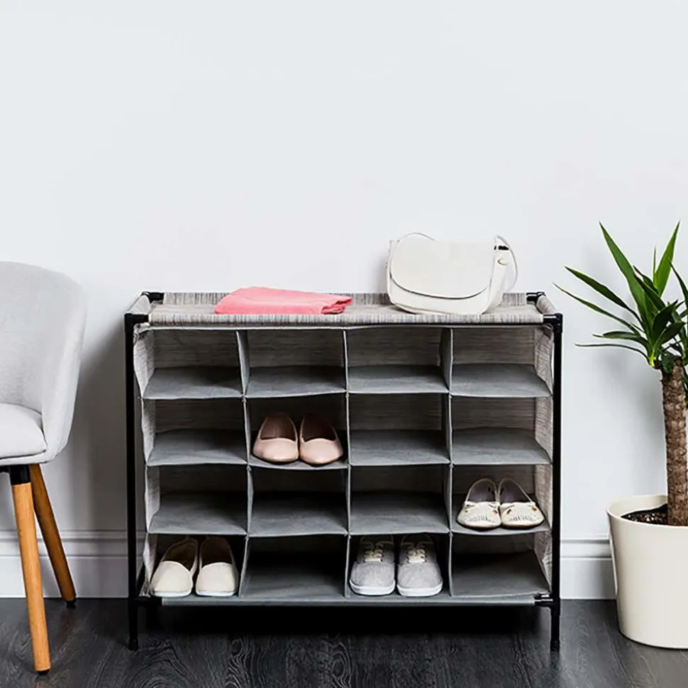 KSP Softstor 'Linen Look' Fabric Shoe Cabinet (Grey)