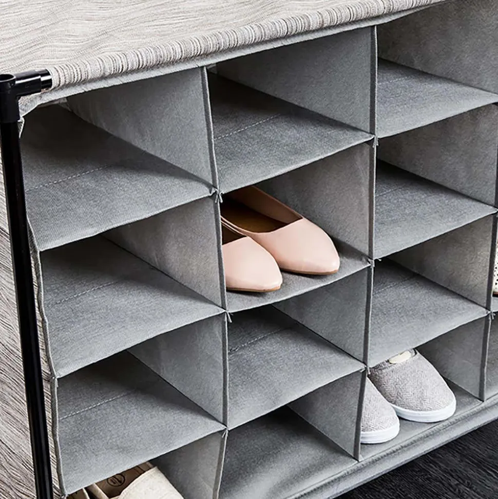 KSP Softstor 'Linen Look' Fabric Shoe Cabinet (Grey)