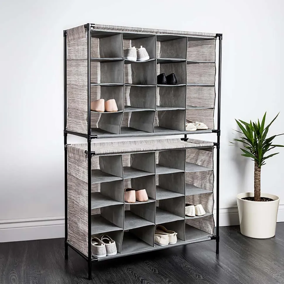 KSP Softstor 'Linen Look' Fabric Shoe Cabinet (Grey)