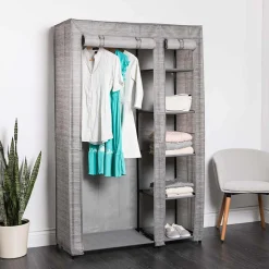 KSP Softstor 'Linen Look' Fabric Wardrobe (Grey)