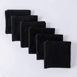 KSP Soft Touch 100% Recycled Cotton Wash Cloth - Set/6 (Black)