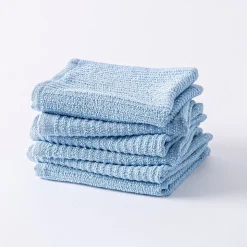 KSP Soft Touch 100% Recycled Cotton Wash Cloth - Set/6 (Light Blue)