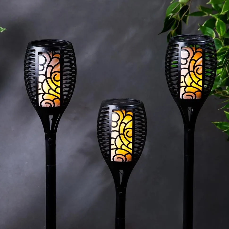 KSP Solar Flickering LED Flame Torch (Black)