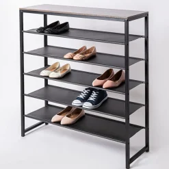 KSP Sole 6-Tier Shoe Rack (Black/Wood)