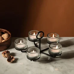 KSP Solis '5-Lite' Iron Tealight Holder (Black)