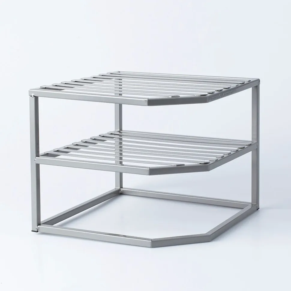 KSP Space Logic Corner Shelf 2-Tier (Grey) 10x10x9"