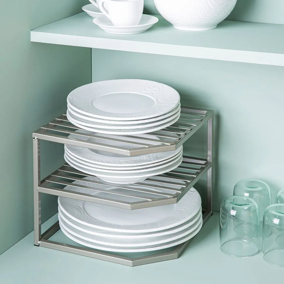 KSP Space Logic Corner Shelf 2-Tier (Grey) 10x10x9"