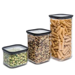 KSP Space Saver Plastic Canister Combo - Set of 3 (Black)