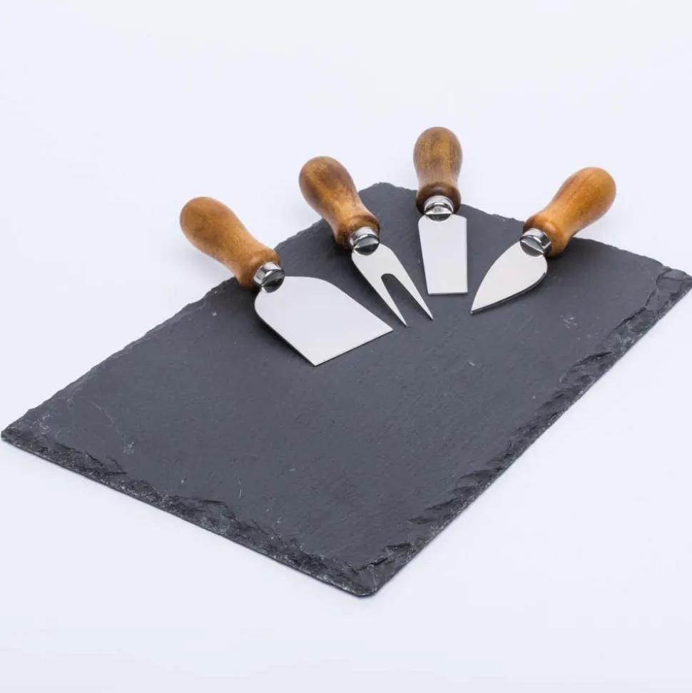KSP Stilton Slate Cheese Board with Knives - Set of 5