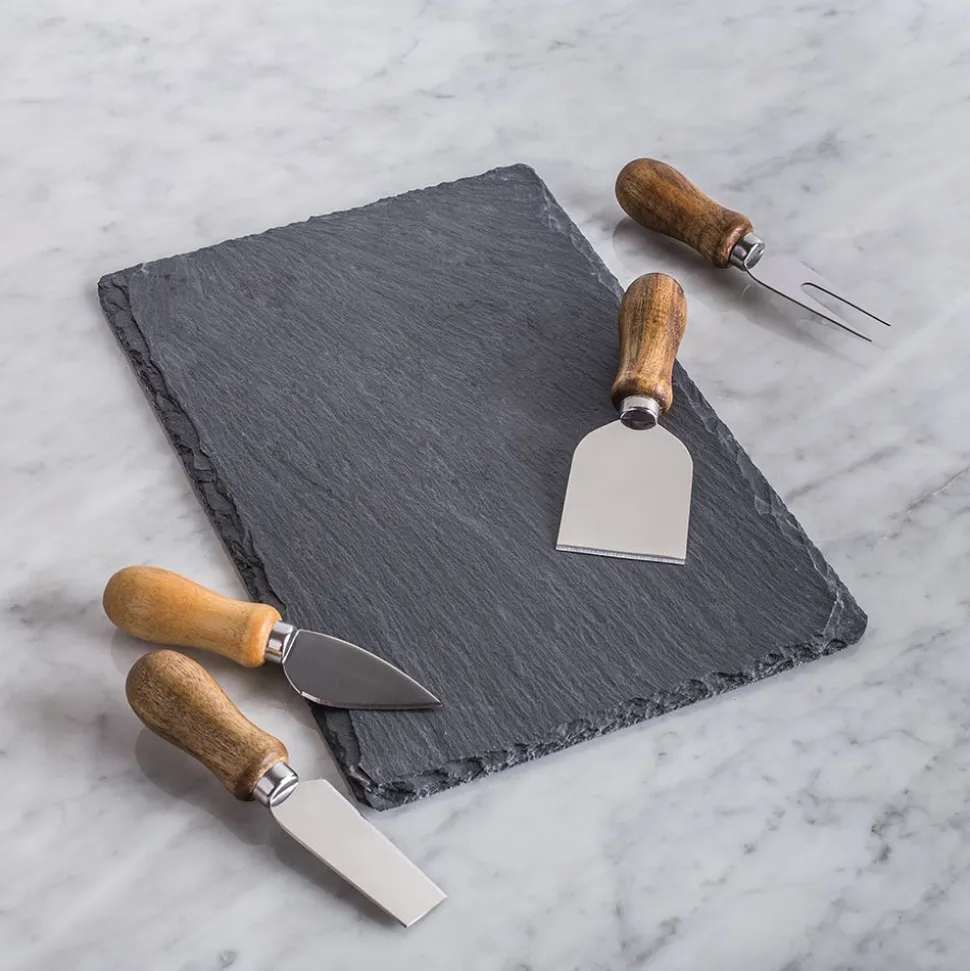 KSP Stilton Slate Cheese Board with Knives - Set of 5