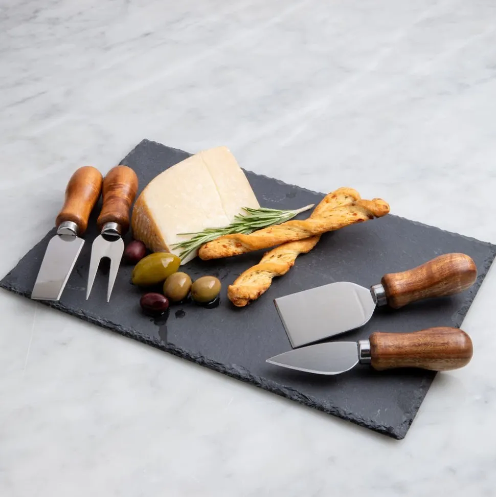 KSP Stilton Slate Cheese Board with Knives - Set of 5