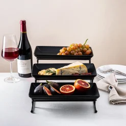 KSP Strata '3-Tier' Porcelain Buffet Plate Rect (Matte Black)