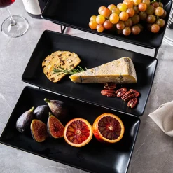 KSP Strata '3-Tier' Porcelain Buffet Plate Rect (Matte Black)