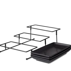 KSP Strata '3-Tier' Porcelain Buffet Plate Rect (Matte Black)