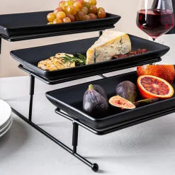 KSP Strata '3-Tier' Porcelain Buffet Plate Rect (Matte Black)