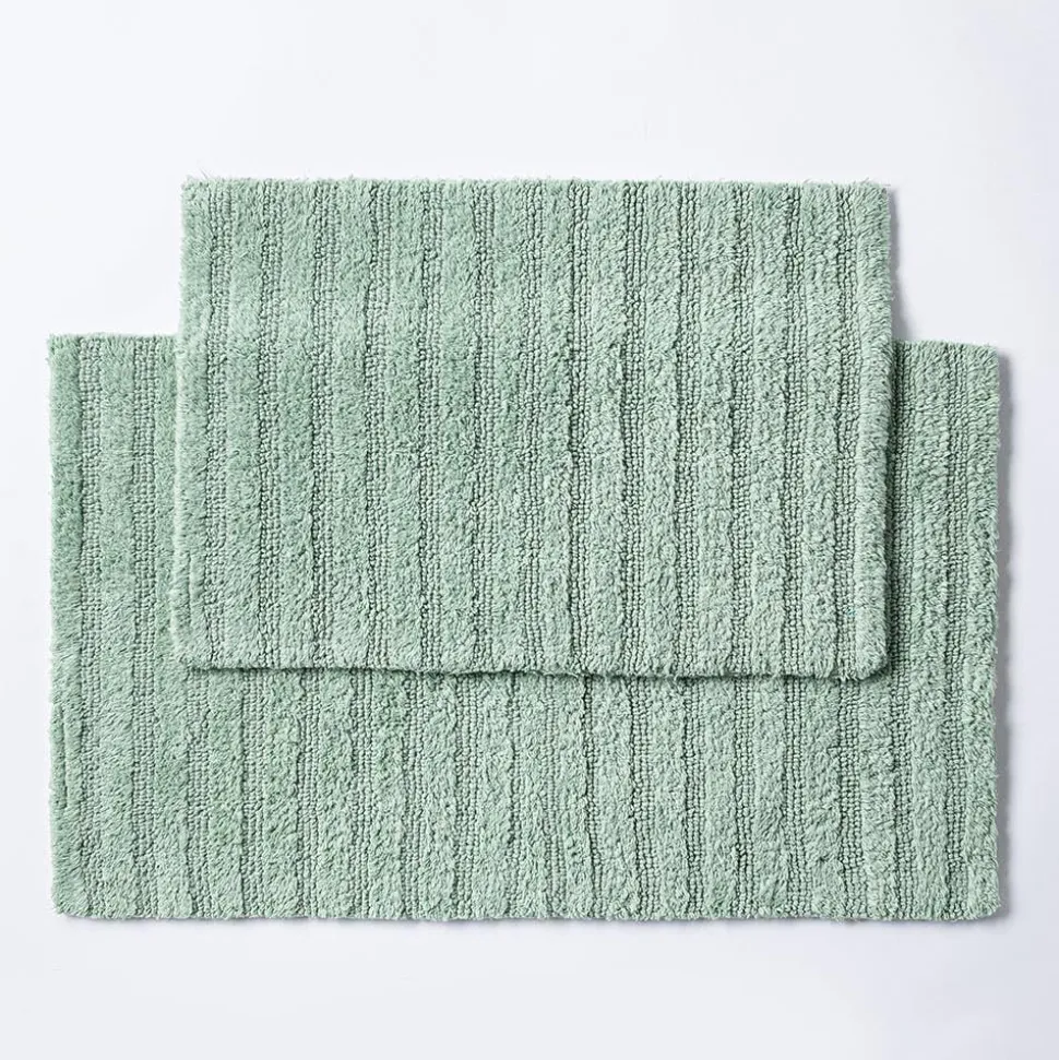 KSP Stripe Cotton Bathmat Reversible 20x32" (Smoke Green)